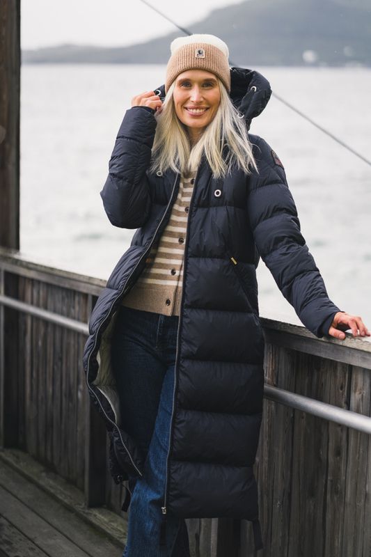 Panda Hooded Down Coat Blue Navy 