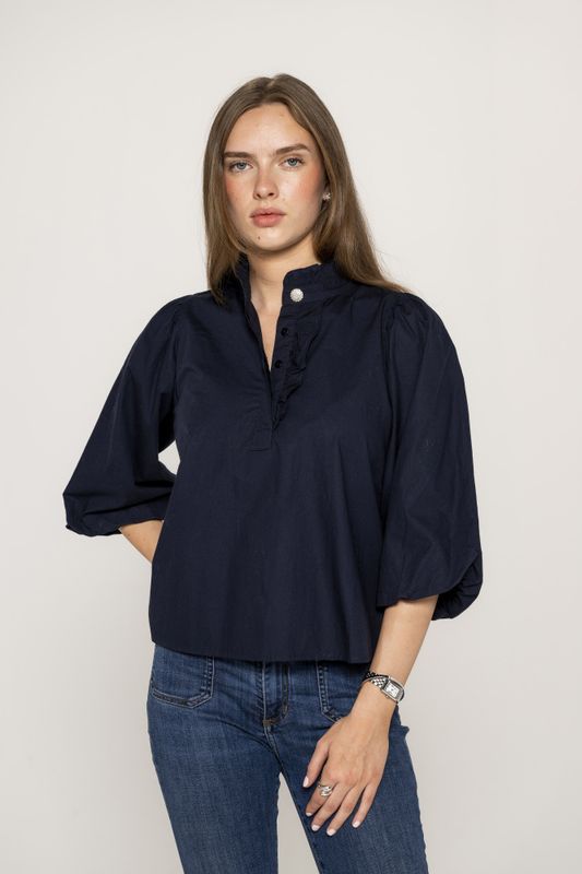 Ella Blouse Marine Poplin