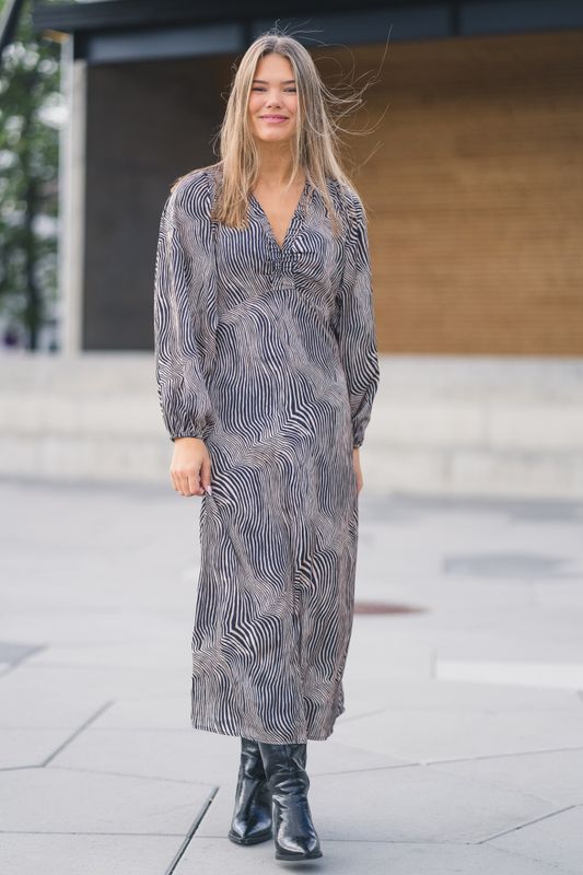 Isobel Floating Wave Dress Dark Sand 