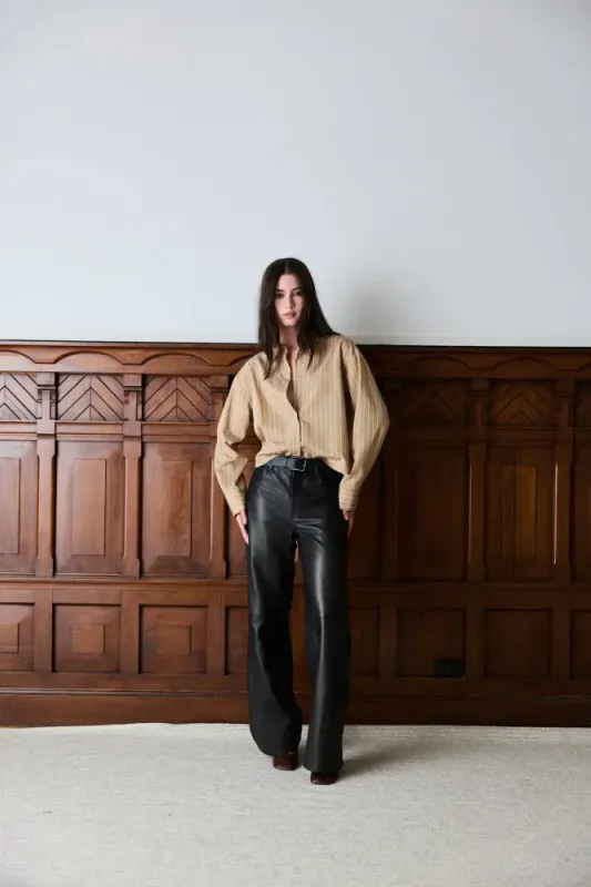 Lume Shirt Cognac Stripe 