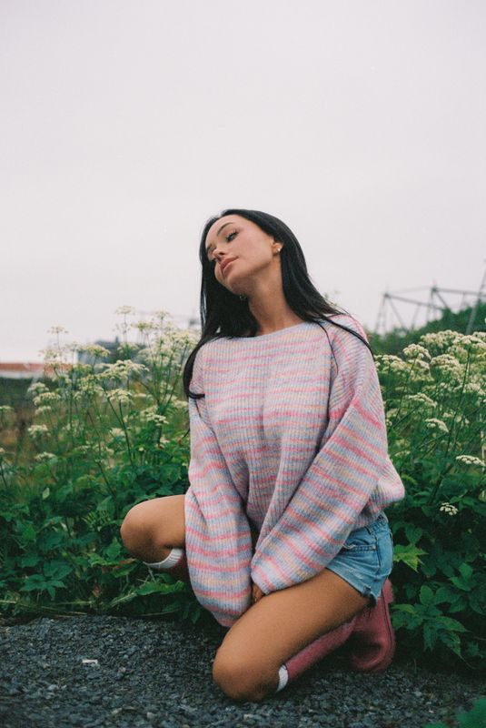 Knitted Melange Striped Sweater Multi Colour 