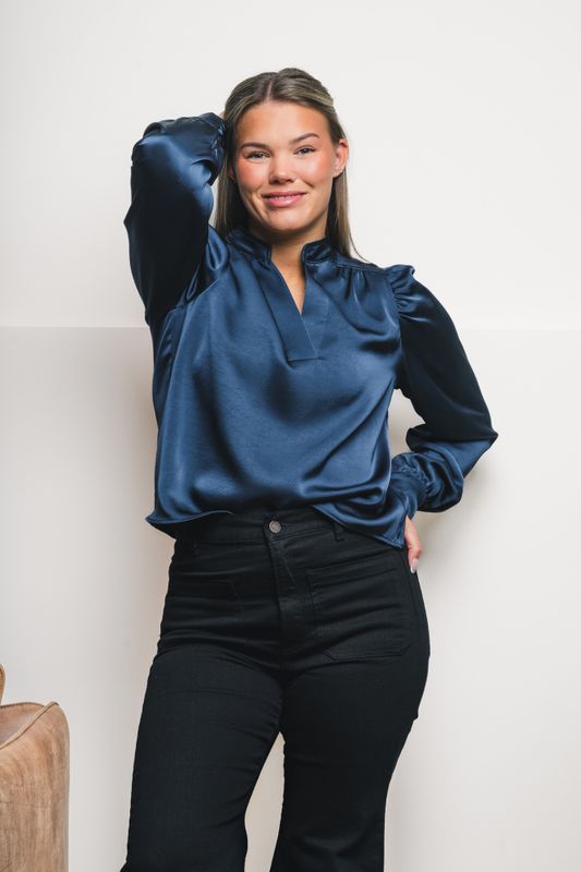 Rosslyn Heavy Sateen Blouse Midnight Blue 