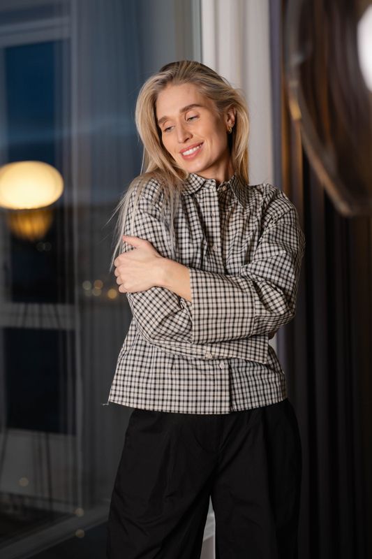 Rosa Checked Shirt Beige 