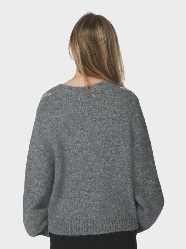Beleney Small Check Fluff Cardigan Dark Grey 
