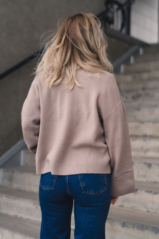 Atari Rib Cardigan Beige 