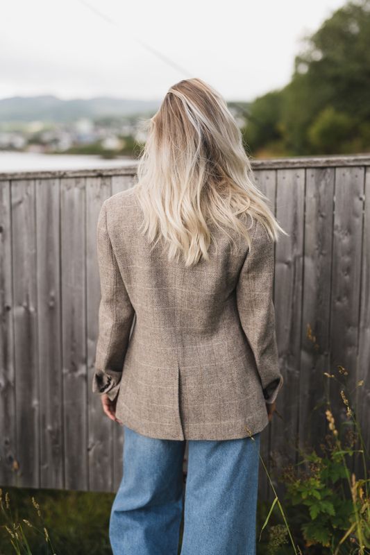 Brook Check Blazer Taupe Herringbone 