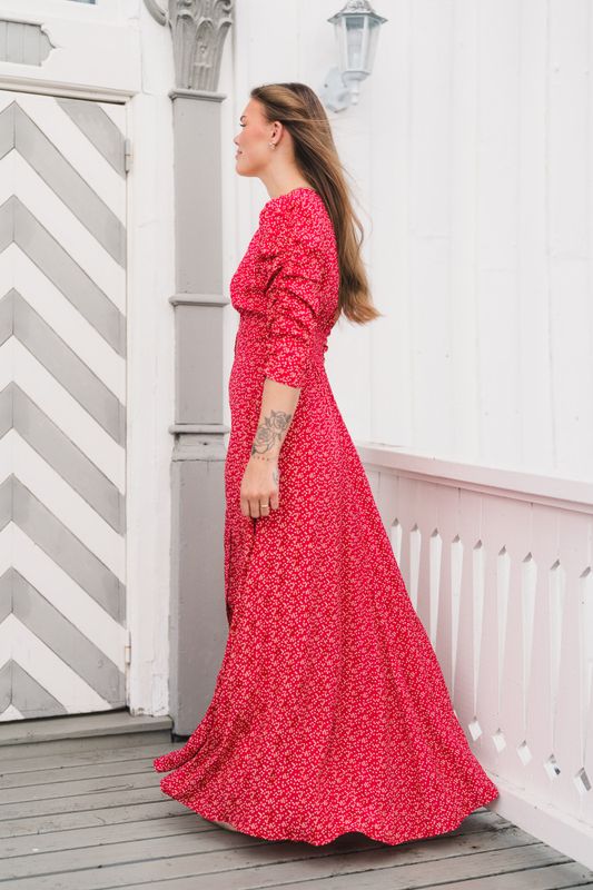Spring Button-Down Dress Red Dots 