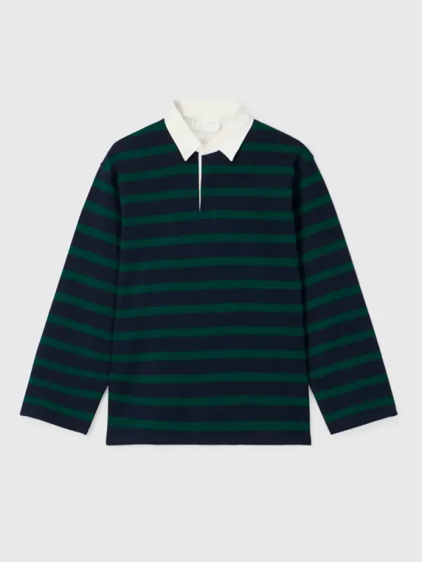 Rugby Top Green And Navy Stripe 