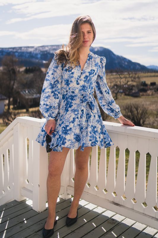 Marise Print Dress Light Blue 