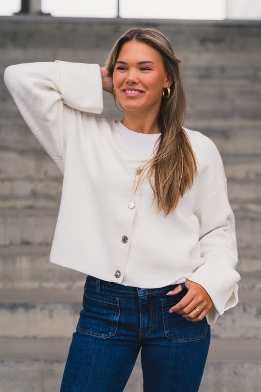 Atari Rib Cardigan Offwhite 