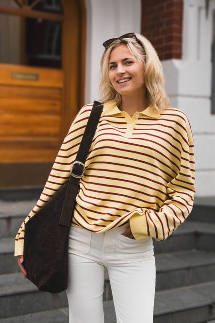 Hovedbilde Adanne Polo Knit Stripe Yellow/Rust 