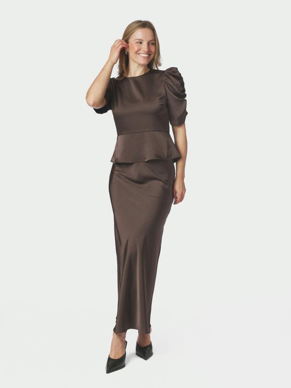 Benua Heavy Sateen Blouse Dark Brown 