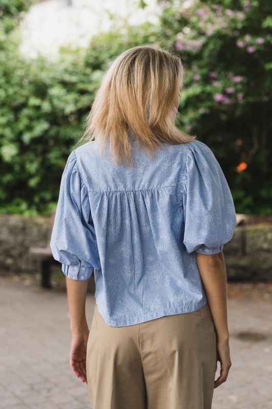 Etta Flower Stripe Shirt Light Blue 