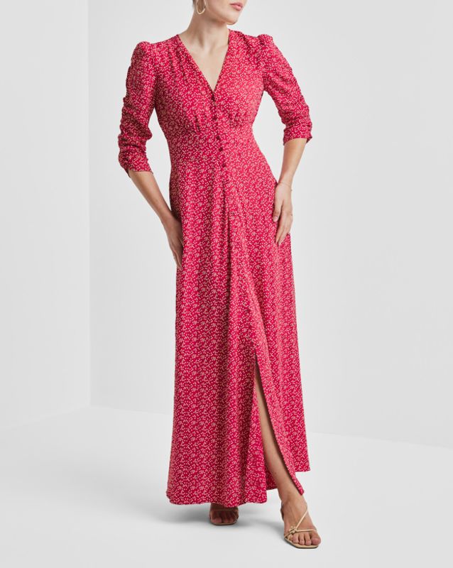 Spring Button-Down Dress Red Dots 