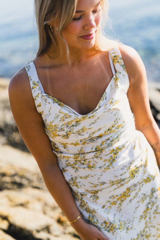 Anna Dress Yellow Mimosa Print 
