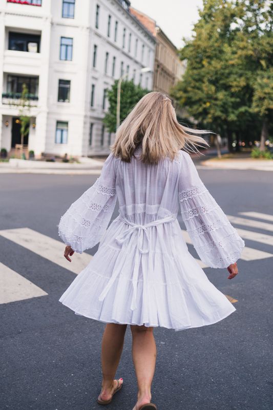 Cotton Slub Wrap Dress White