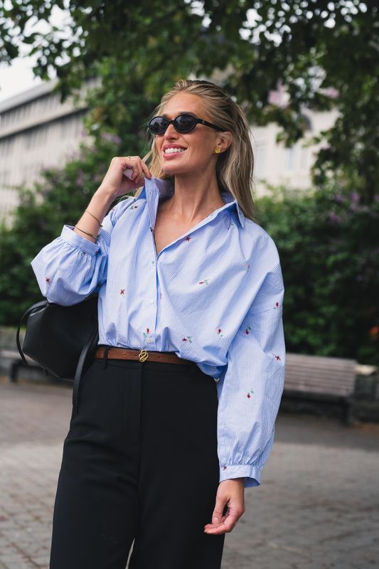 Kdbutterfly Poplin Shirt Light Blue 