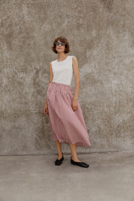 Hovedbilde Brunhild Skirt Burnt Russet Check 