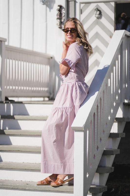 Nessie Structure Stripe Dress Light Pink 