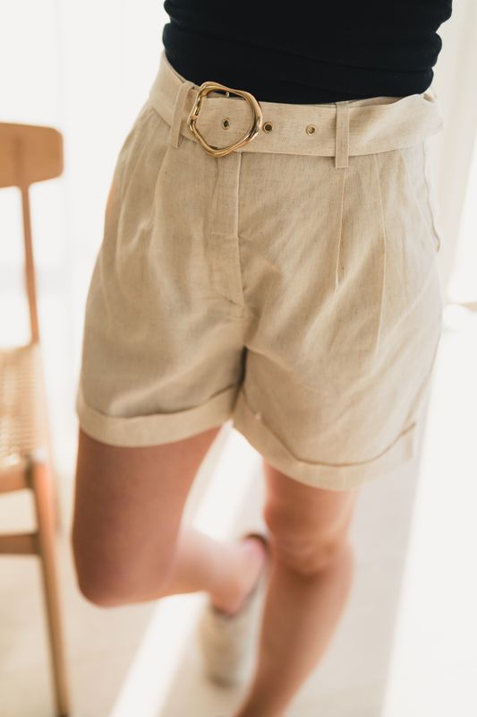 Zephyr Linen Shorts Straw 