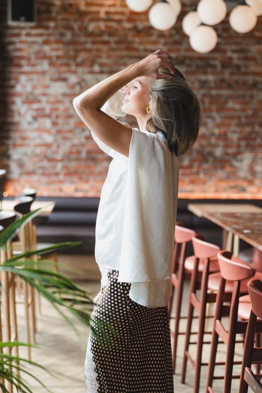 Idun Cape LS Blouse Offwhite 