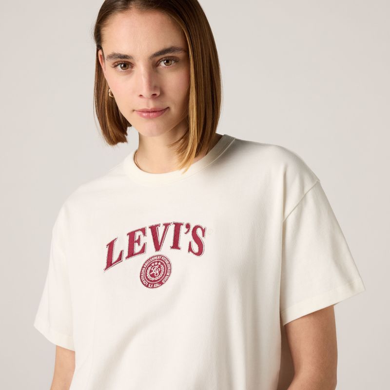 Vintage Tee Satin Applique College Logo Egret 
