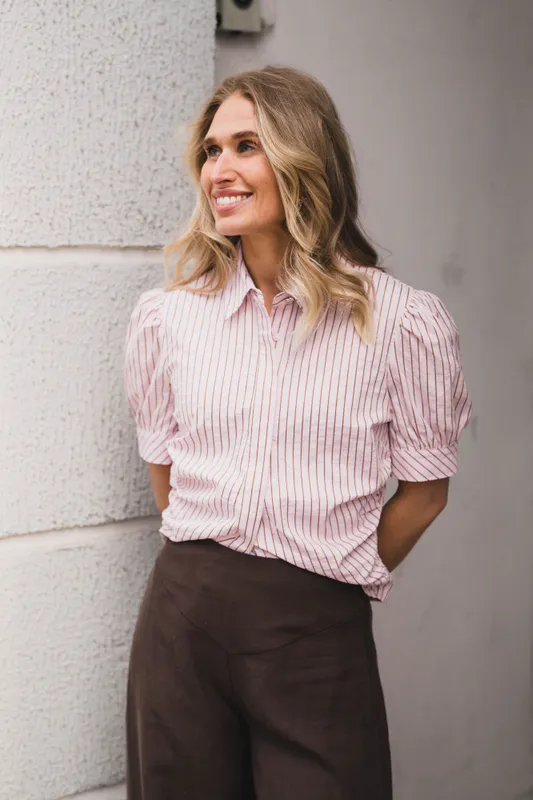 Frannie Structure Stripe Shirt Light Pink 
