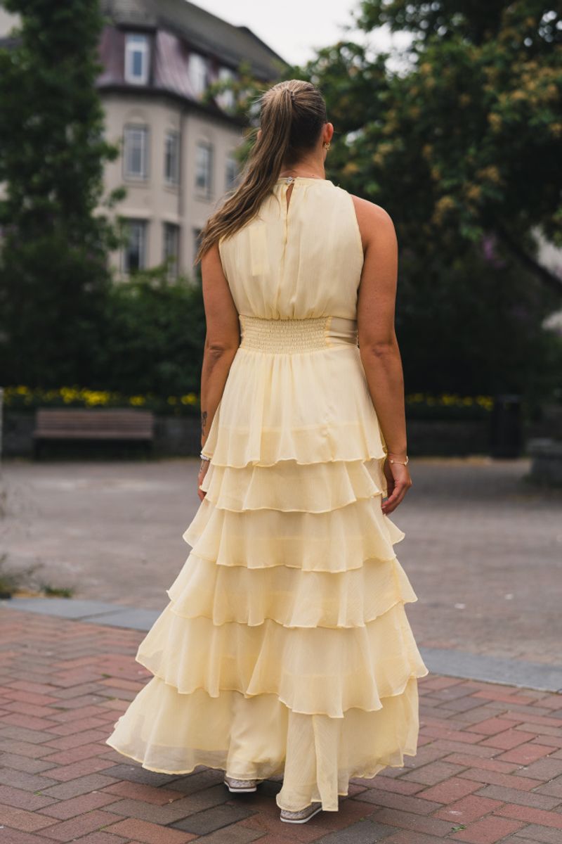 Marli Solid Chiffon Dress Light Yellow 