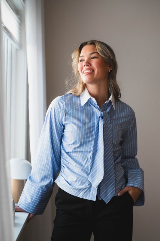 Francesca Stripe Shirt Light Blue 