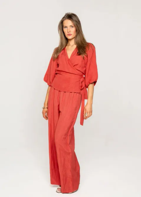 Hovedbilde Nelli Wrap Top Candid Apple Linen