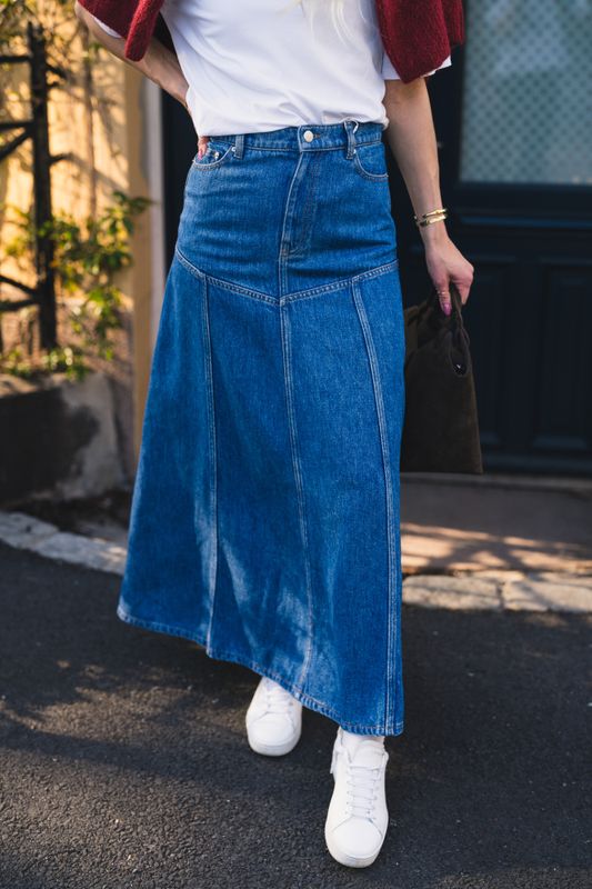 Laurentine Rue HW Skirt Mid Blue Wash