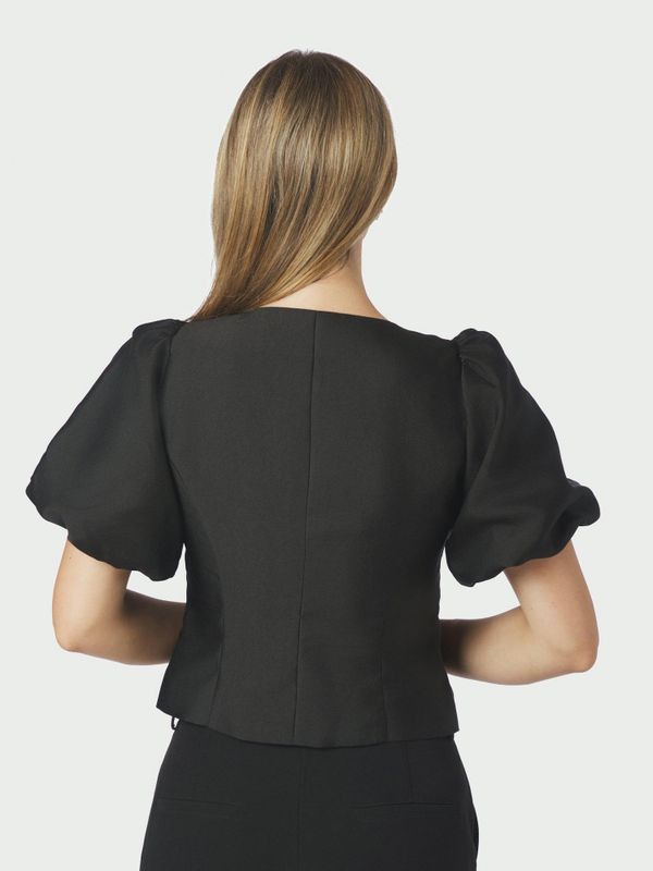 Anela Mandarin Dull Satin Blouse Black 