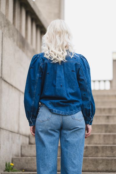 Hovedbilde Frida Shirt EMB M Blue Wash/Flower 