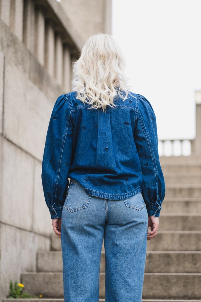 Frida Shirt EMB M Blue Wash/Flower 