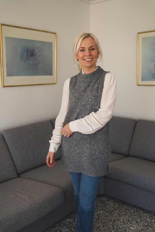 Zenie Long Vest Grey Melange 