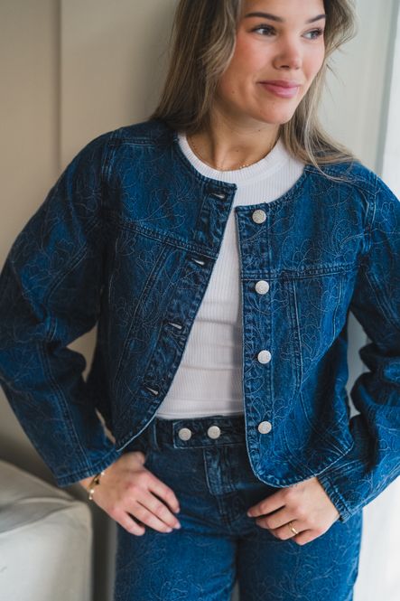 Hovedbilde Alia LS Embroidery Denim Jacket Dark Blue Denim