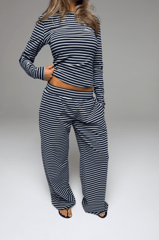 Palmer Soft Stripe Wide Leg Pants Navy/White 