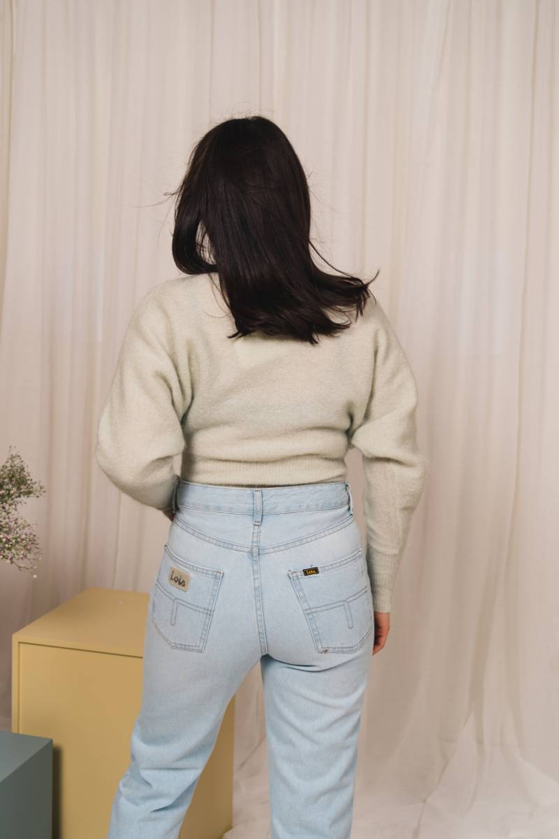 Soft Loose Wrap Sweater Feather Green 