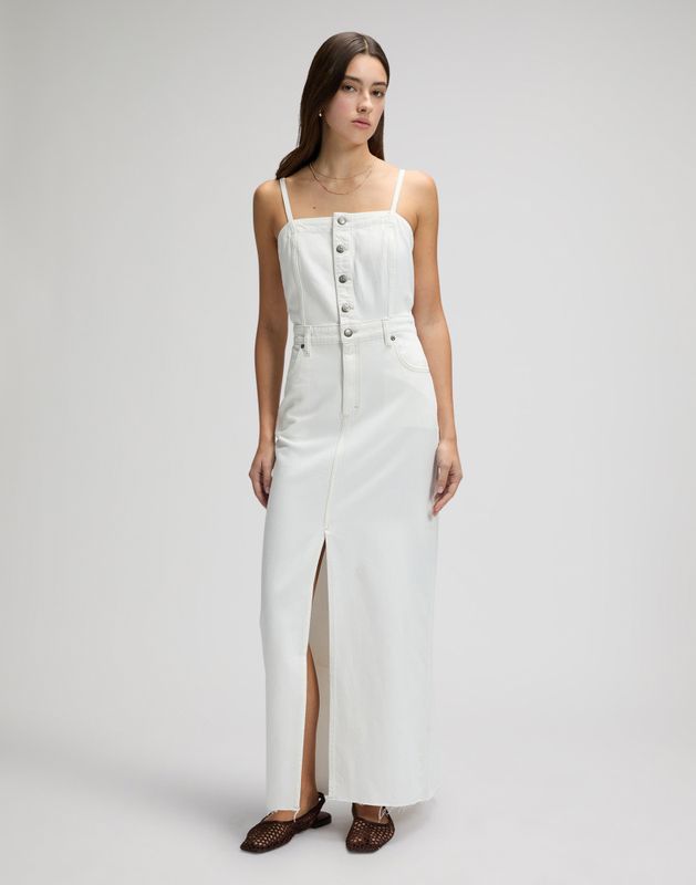 Maxi Denim Dress Powder White 