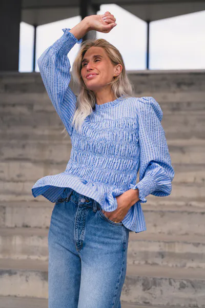 Hovedbilde Possa Twist Stripe Blouse Light Blue 