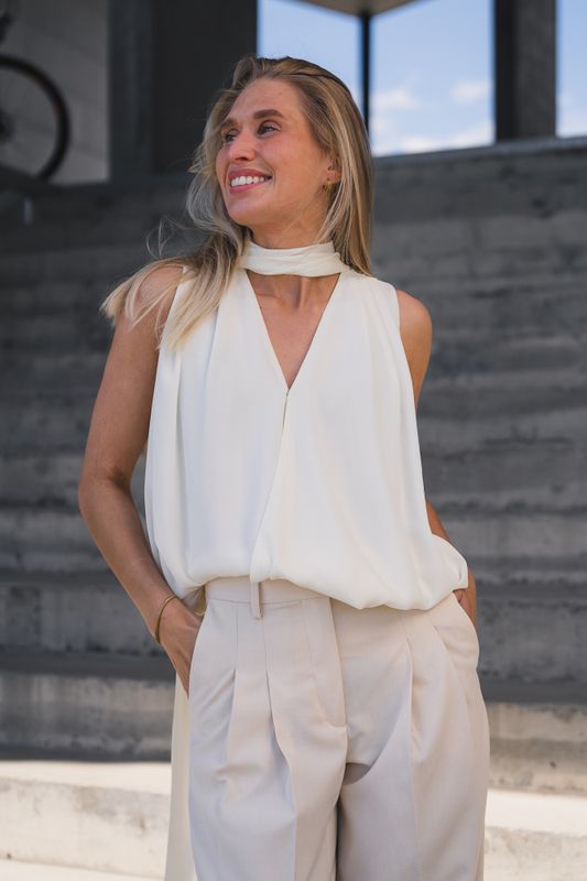 Inge Chiffon Top Offwhite 