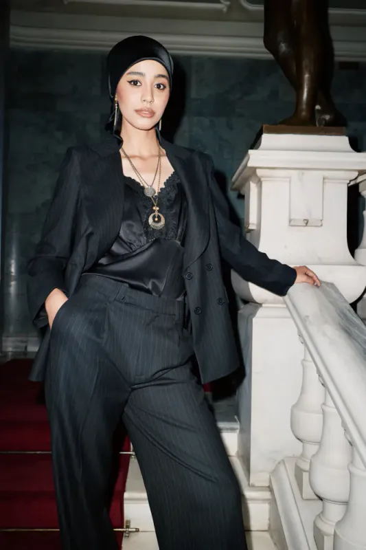 Francis Pinstripe Black 