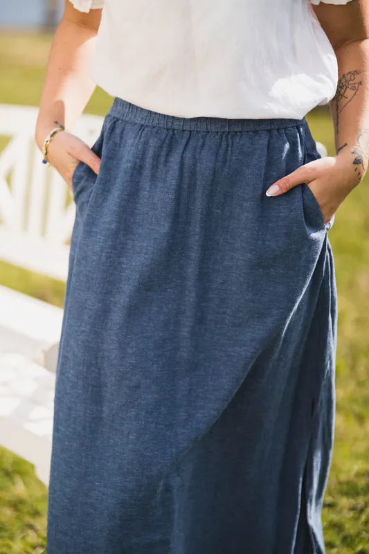 Pennie Ginia HW Skirt V Indigo Melange 