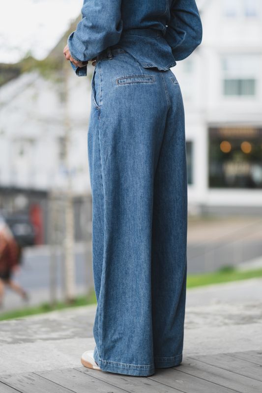 Dophina Wide Pants Washed Medium Blue 