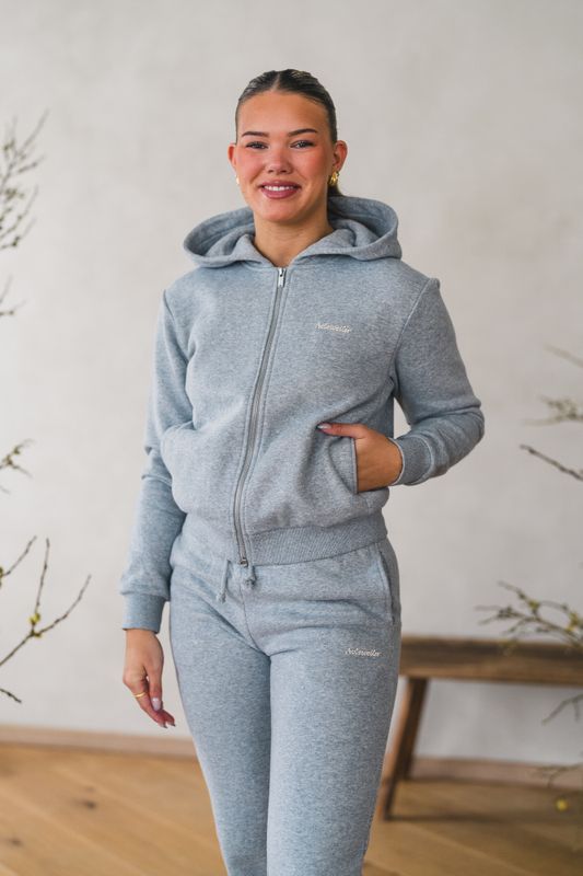 W Regular Zip Hoodie Grey Mix 