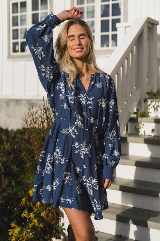 Andena Amabella Shirt Dress Vintage Indigo Flower 