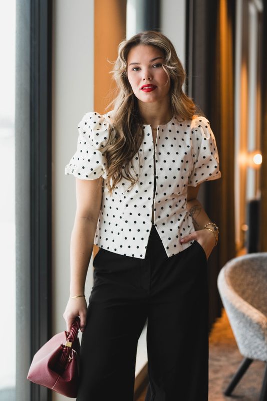 Anela Dot Blouse White 