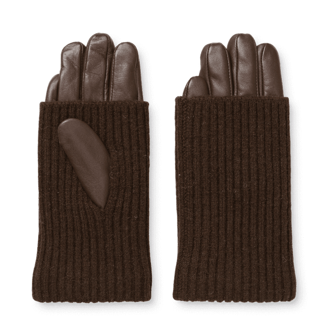 Hovedbilde Leather Knit Gloves Coffee Bean 