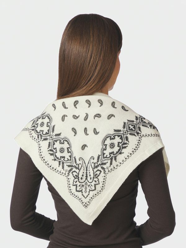 Adelina Paisley Knit Scarf Offwhite 