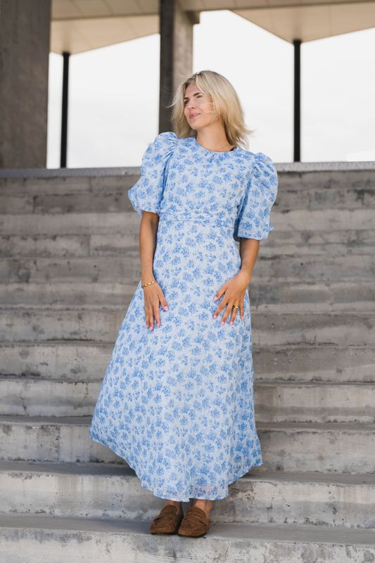 Kikka Chiffon Flower Dress Light Blue 